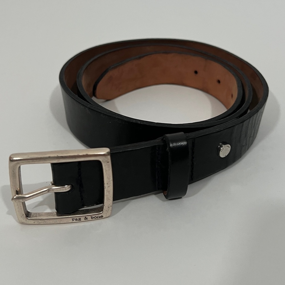 Rag & Bone Boyfriend Leather Belt in Black with Silver Hardware Women’s Sz L - Picture 7 of 7